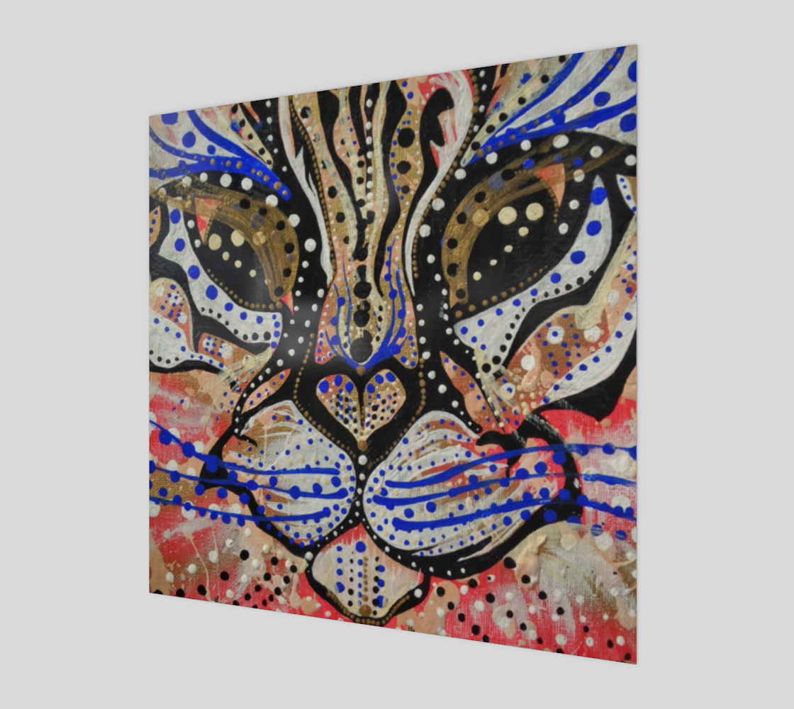 POSTER, WALL ART, WALL DECOR, DEECOR, ARTWORK, ART PRINT, HOME, ANIMAL ART, CAT, ABSTRACT PORTRAIT, OCELOT, WILD CATS, TRIBAL, BOHO