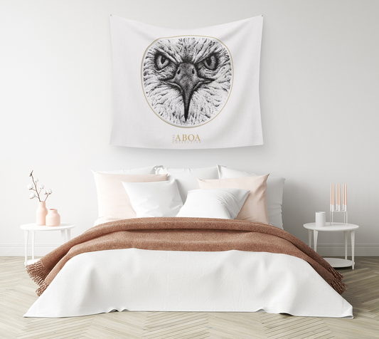 TAPESTRY, WALL TAPESTRY, WALL ART, DECOR, HOME, ART PRINT, CONTEMPORARY ART, EAGLE, ANIMAL ART, PORTRAIT, ILLUSTRATION, STIPPLE INK