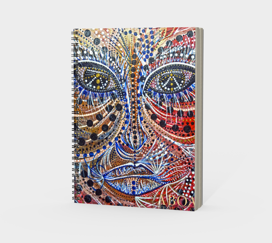 NOTEBOOK, NOTE PAD, JOURNAL, JOURNALING, MIND BODY, HOLISTIC HEALTH, WRITERS, POETRY, BOOK, BOOK LOVERS, SKETCHBOOK, ABSTRACT PORTRAIT, TRIBAL