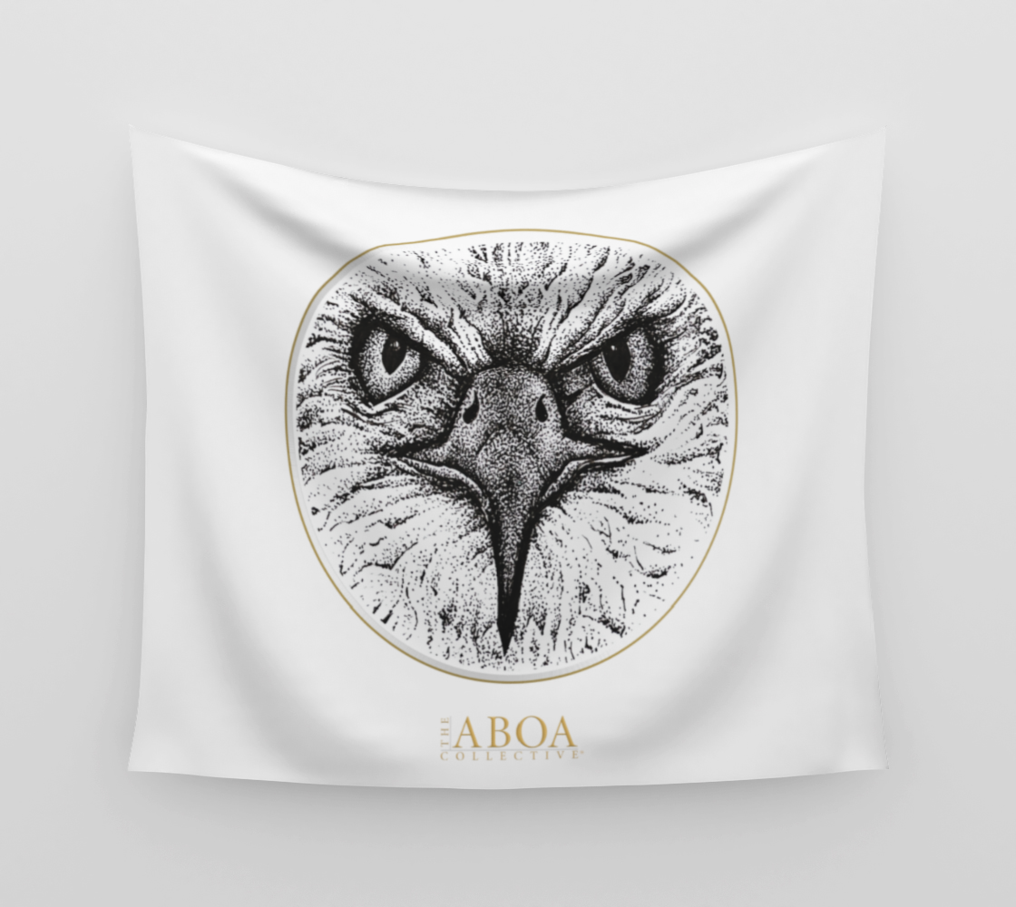 TAPESTRY, WALL TAPESTRY, WALL ART, DECOR, HOME, ART PRINT, CONTEMPORARY ART, EAGLE, ANIMAL ART, PORTRAIT, ILLUSTRATION, STIPPLE INK