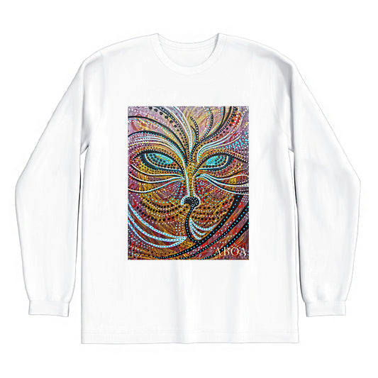 lifestyle apparel, casual clothing, unisex, stippled ink, ink art, pointillism, dot work, animal art, fox, portrait, abstract portrait, pointillism, long sleeve, long sleeve tee, winter fashion, winter wear, winter looks, streetwear