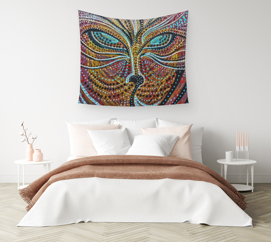 TAPESTRY, WALL TAPESTRY, WALL ART, DECOR, HOME, ART PRINT, CONTEMPORARY ART, FOX, ANIMAL ART, ABSTRACT PORTRAIT, CONTEMPORARY ART, BOHO, CHIC