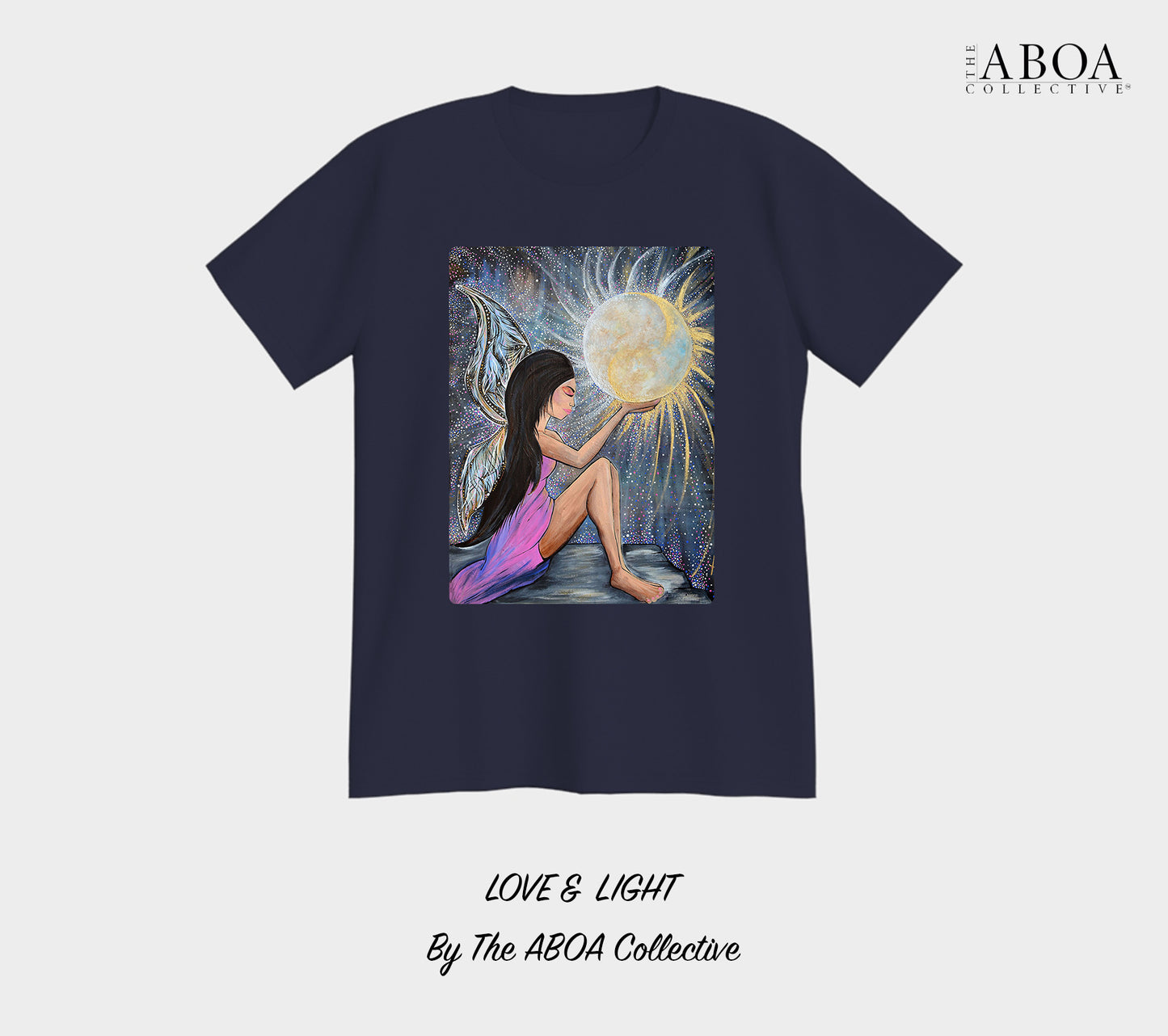 love and light, sun and moon, fairy, angel, wings, full moon, artwork, artsy, boho, spiritual, fashion art, resort wear, summer fashion, fashion design, lifestyle apparel, lifestyle fashion, casual wear, fitness, activewear, imagery, tees, t-shirt, men's t-shirt, unisex t-shirt, unisex tees