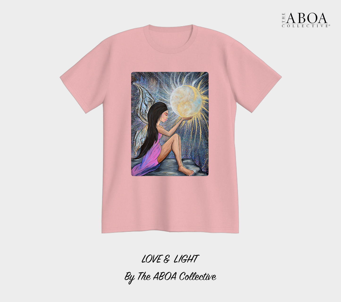 love and light, sun and moon, fairy, angel, wings, full moon, artwork, artsy, boho, spiritual, fashion art, resort wear, summer fashion, fashion design, lifestyle apparel, lifestyle fashion, casual wear, fitness, activewear, imagery, tees, t-shirt, men's t-shirt, unisex t-shirt, unisex tees
