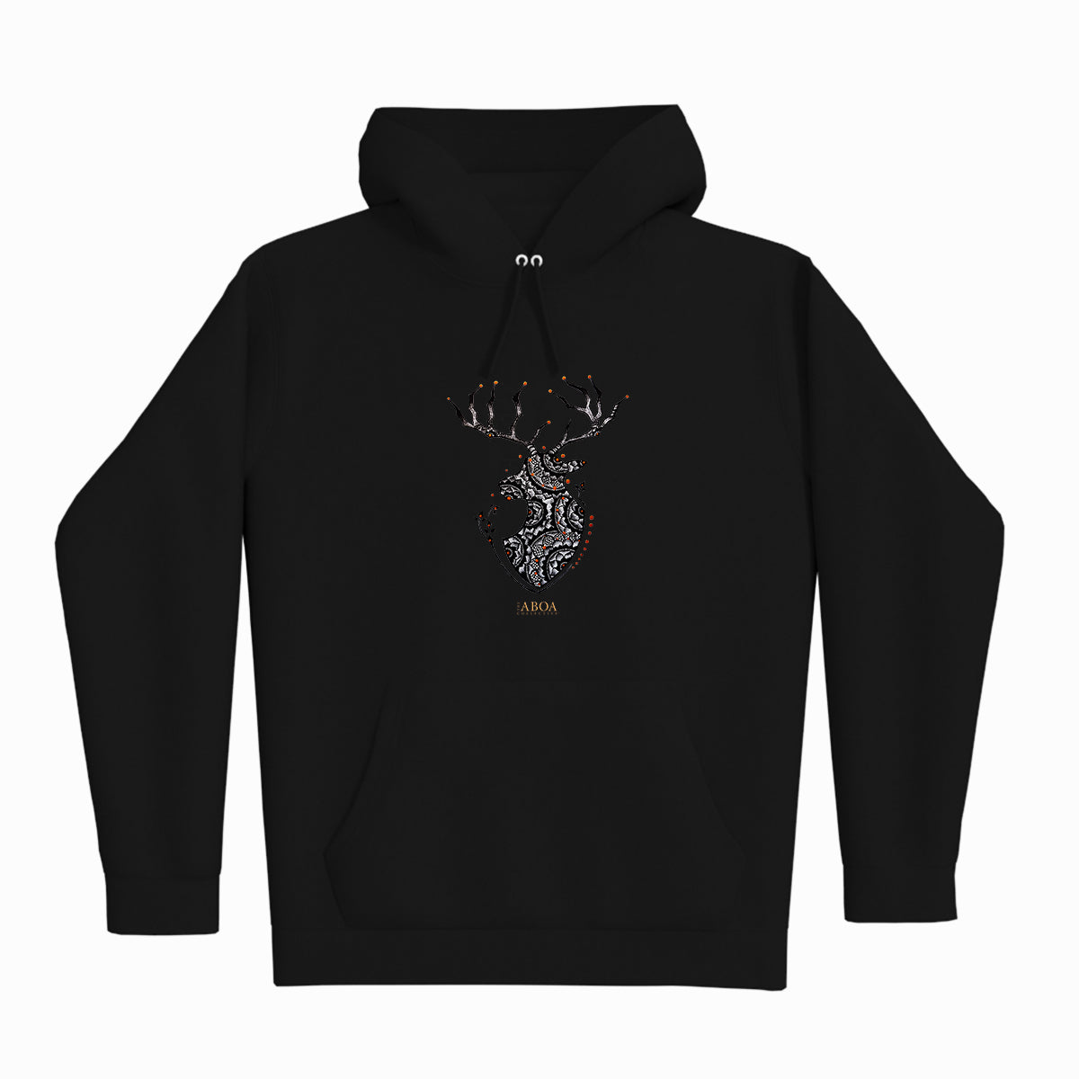 lifestyle apparel, casual clothing, unisex, buck, deer, reindeer, mandala, stippled ink, ink art, pointillism, dot work, animal art, hoodie, hoody, hoodie season, fleece