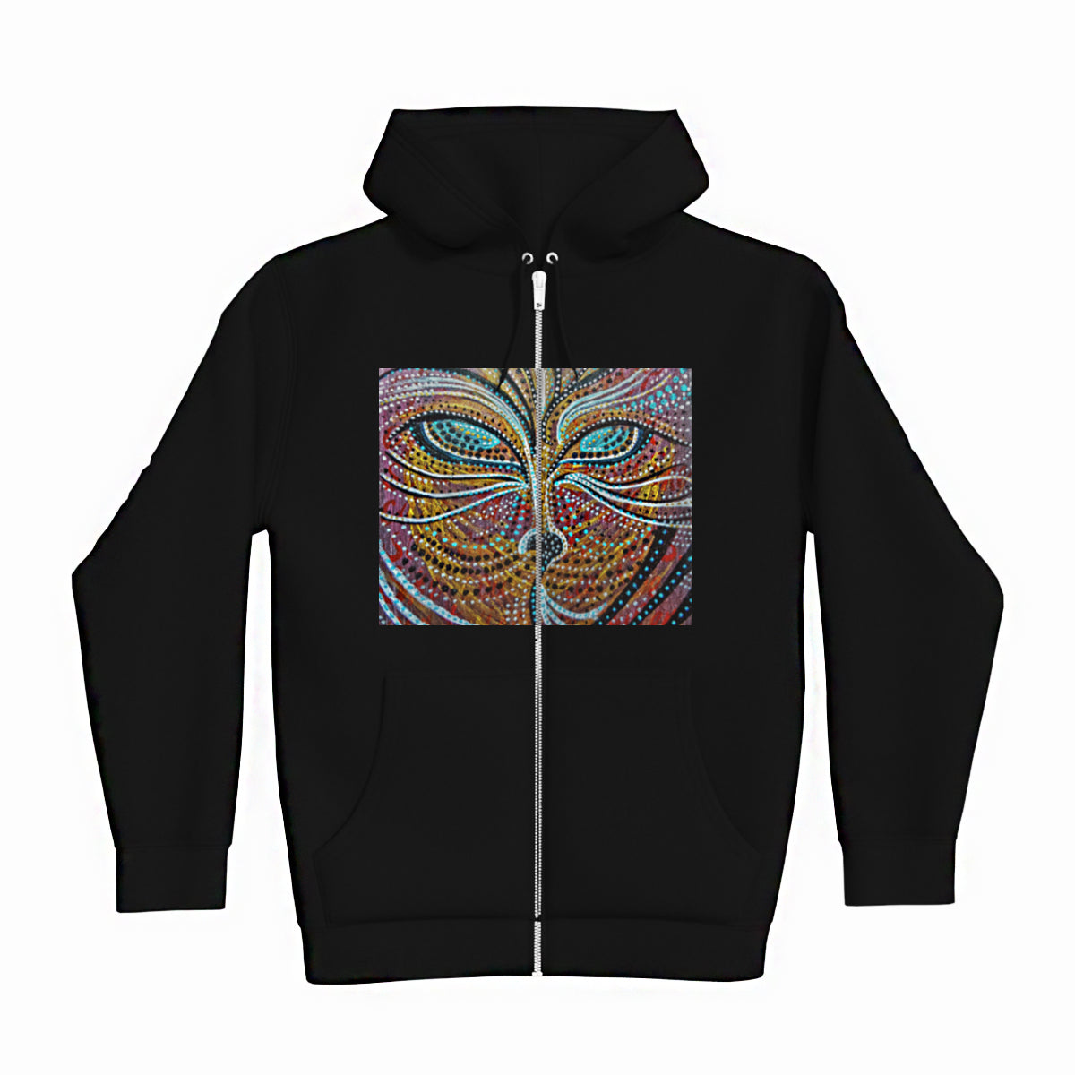 lifestyle apparel, casual clothing, unisex, stippled ink, ink art, pointillism, dot work, animal art, fox, portrait, abstract portrait, pointillism, hoodie, hoodie, hoody season, fleece, winter looks, winter fashion, winter wear, streetwear