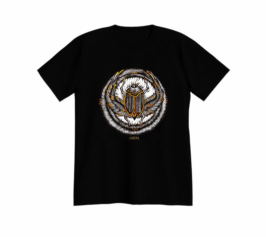lifestyle apparel, casual clothing, unisex, stippled ink, ink art, pointillism, dot work, animal art, scarab, beetle, ink, black and white, stipple, tees, t-shirt