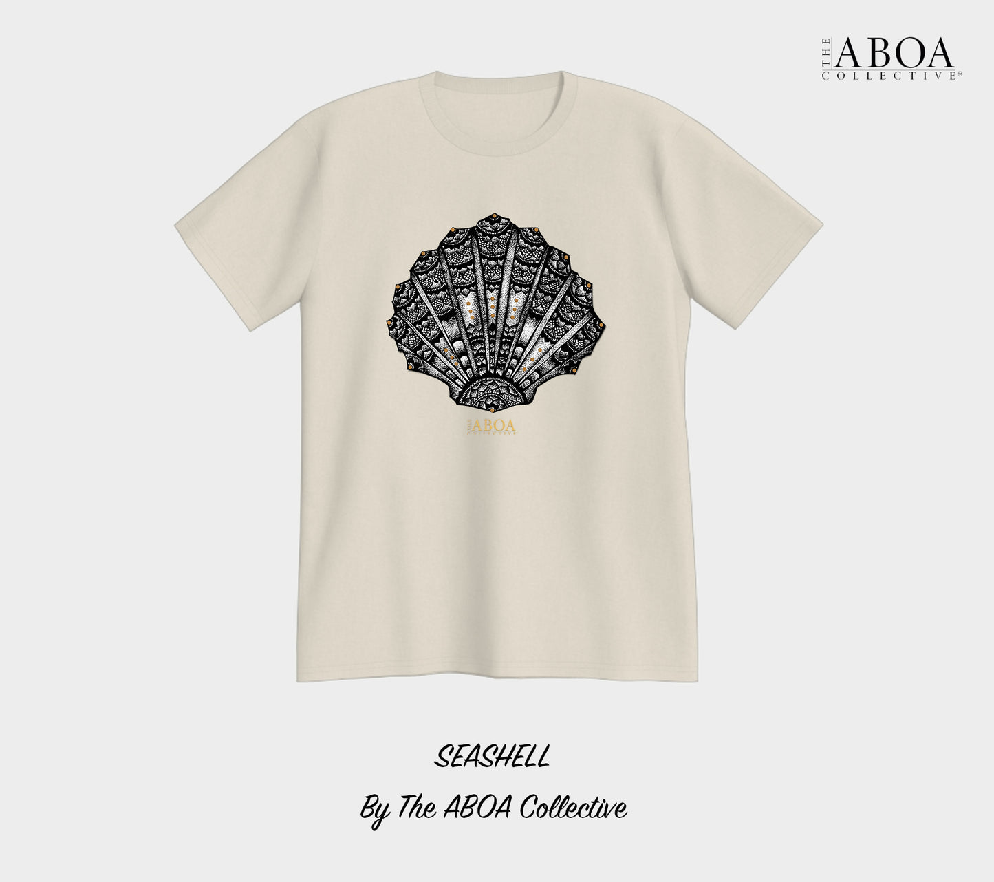 sea shell, shell, mandala, beach wear, boho, beach lovers, black and gold, summer fashion, resort wear, lifestyle, lifestyle apparel, activewear, casual, tees, t-shirt, unisex t-shirt, men's t-shirt