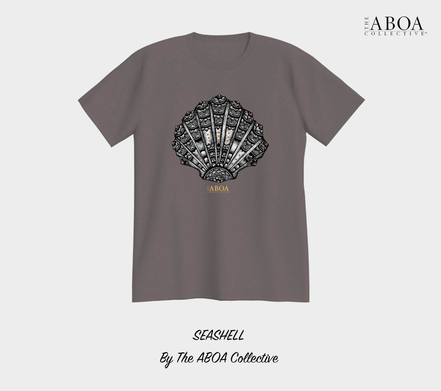 sea shell, shell, mandala, beach wear, boho, beach lovers, black and gold, summer fashion, resort wear, lifestyle, lifestyle apparel, activewear, casual, tees, t-shirt, unisex t-shirt, men's t-shirt