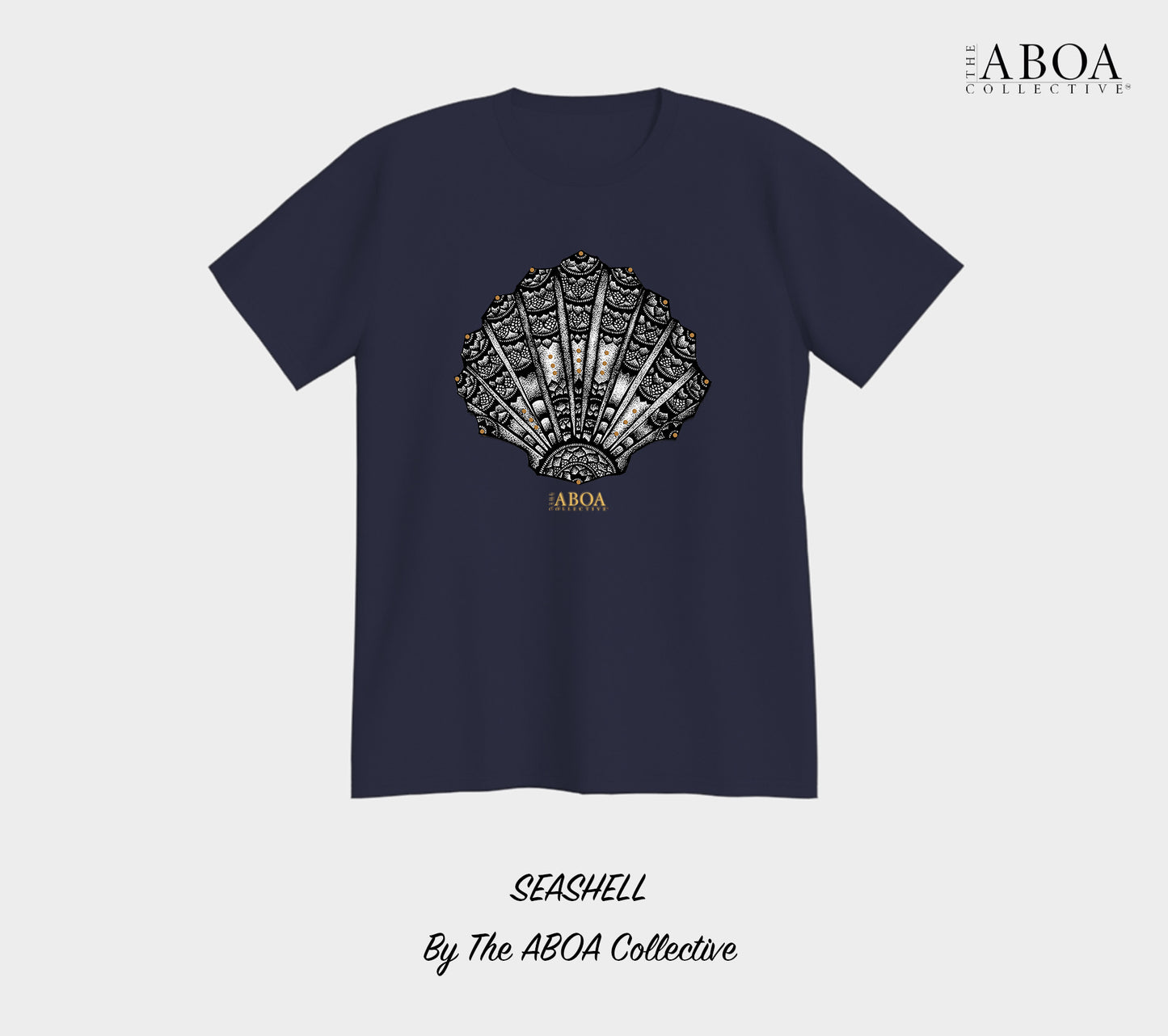 sea shell, shell, mandala, beach wear, boho, beach lovers, black and gold, summer fashion, resort wear, lifestyle, lifestyle apparel, activewear, casual, tees, t-shirt, unisex t-shirt, men's t-shirt