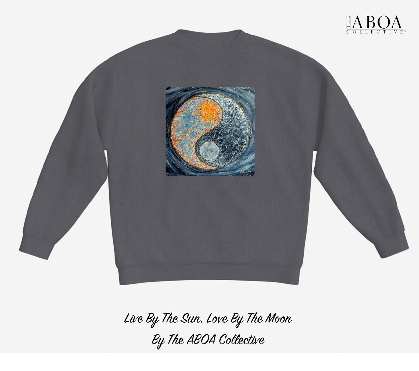 yin yang, sun and moon, artsy, artwork, crewneck, fleece, unisex, resort wear, fashion art, fashion design, activewear, lifestyle apparel, athletic wear