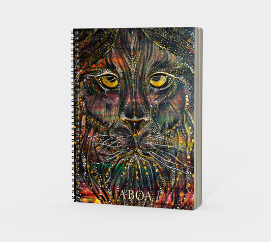 NOTEBOOK, NOTE PAD, JOURNAL, JOURNALING, MIND BODY, HOLISTIC HEALTH, WRITERS, POETRY, BOOK, BOOK LOVERS, SKETCHBOOK, LION, WARRIOR, BEAST, ANIMAL LOVERS, TRIBAL, KING