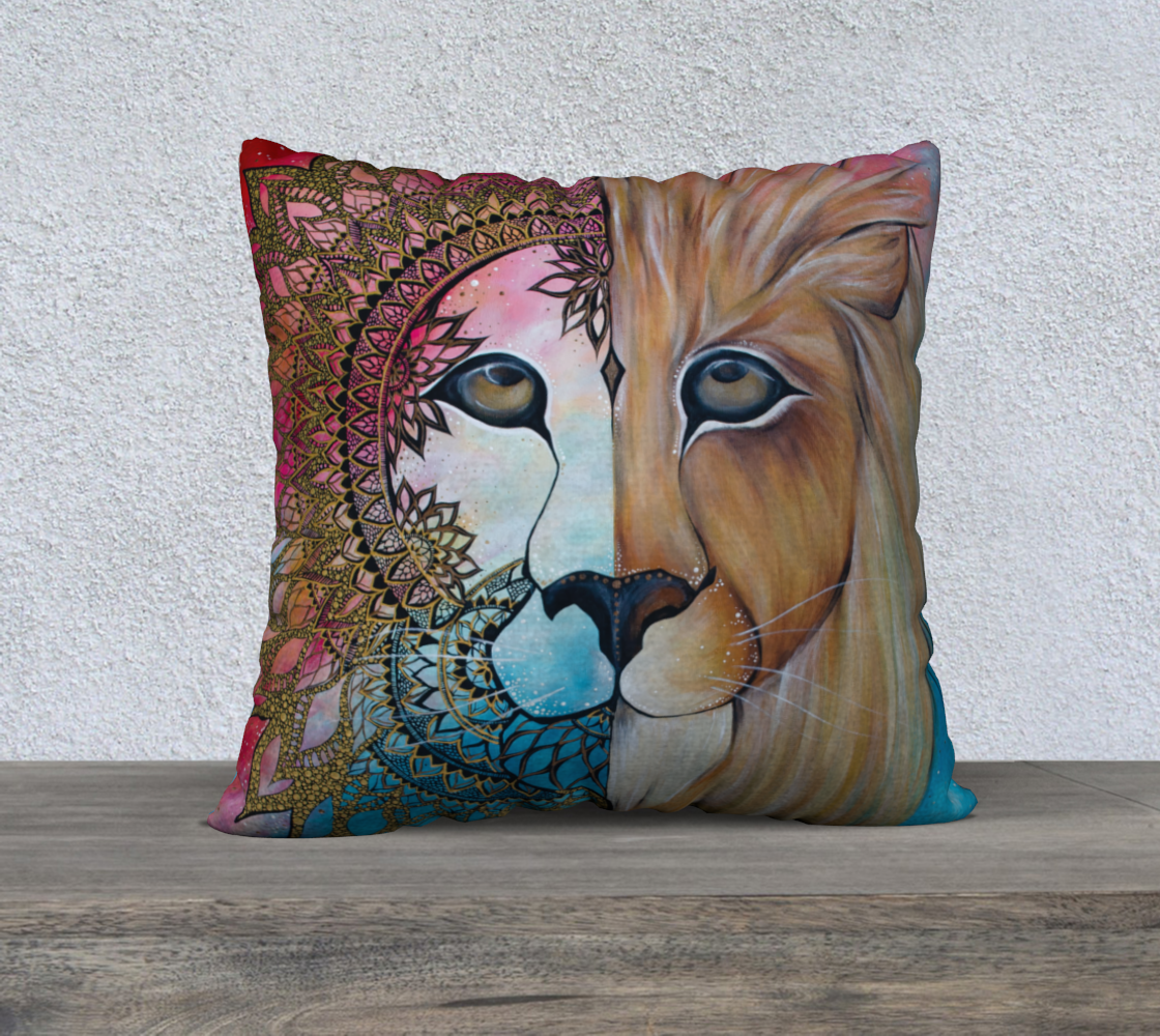 pillows, pillowcase, throw pillow, throw cushion, decor, home decor, interior decor, lion, mandala, pointillism
