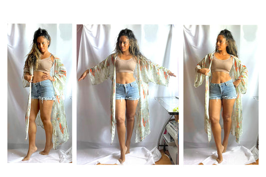 Full body robe, robe style, kimono style, summer style, summer fashion, spring summer, semi sheer, abstract, pull over, women fashion, chic