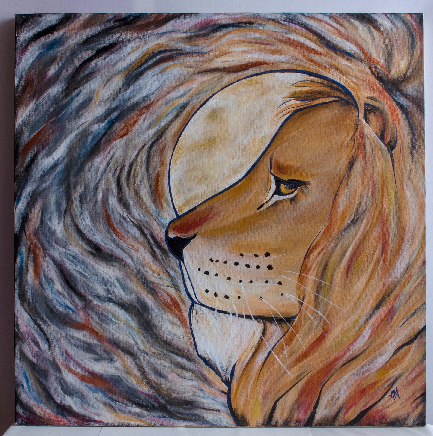 Lion, full moon, animal art, wall art, fine art, contemporary art, art gallery, art collector