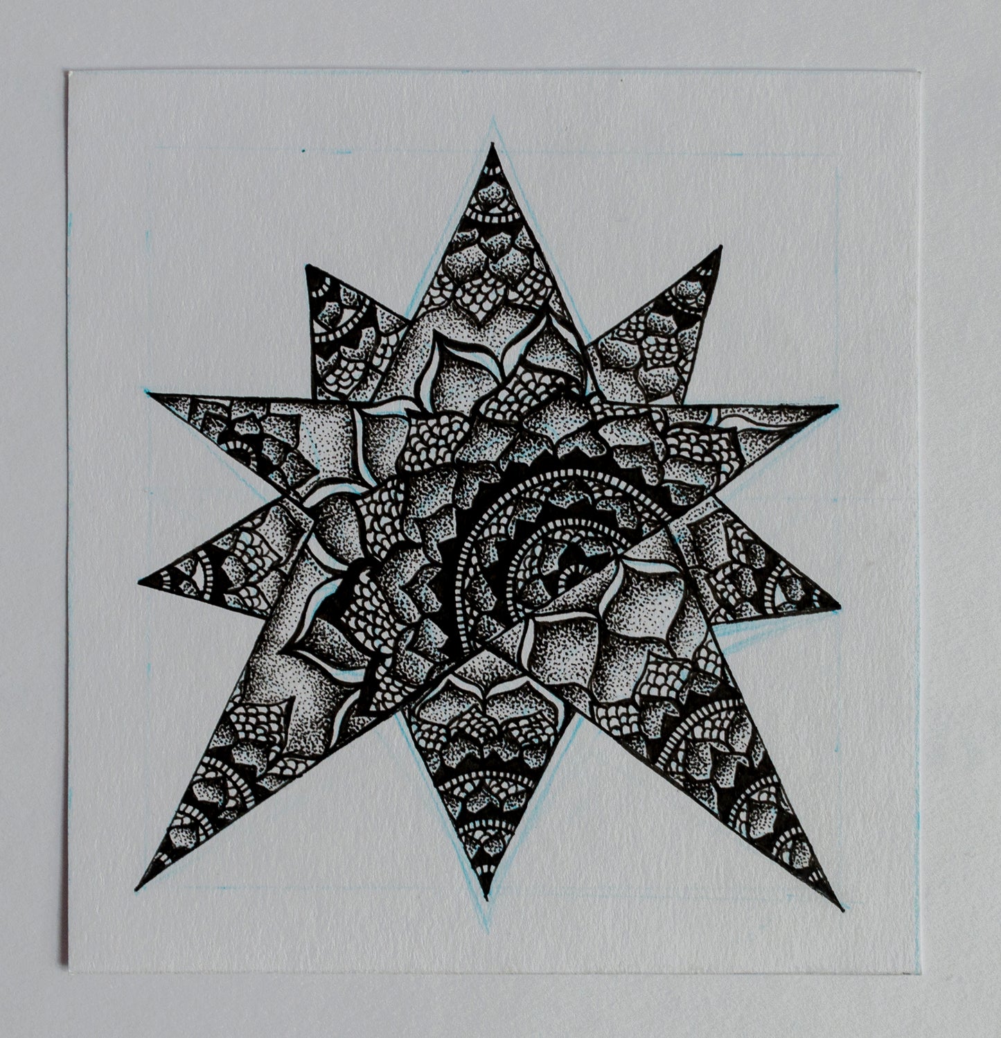 Christmas, holiday, star, mandala, stippled ink, stipple, pointillism, dot work, fine art, contemporary art, art gallery, art collector