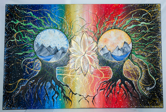 twin flame, twin flame soul, soul mate, spiritual, canvas, wall art, pointillism, painting, contemporary art, Toronto artist, art gallery