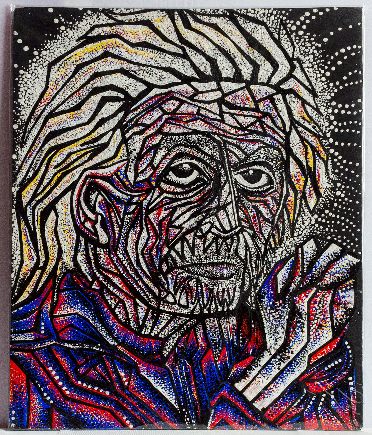 Portrait, cubism, pointillism, painting, canvas, contemporary art, nature art, mixed media, art gallery, wall art, wall decor