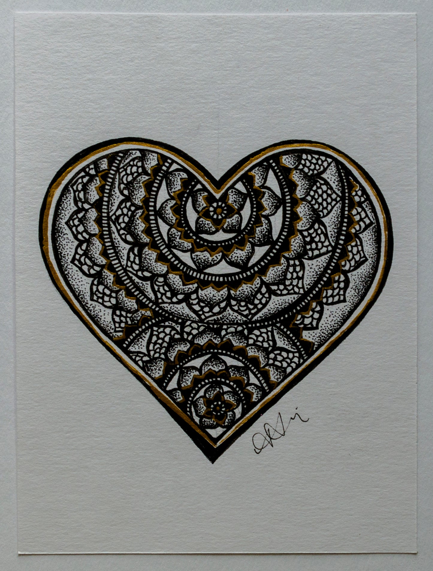 Ink illustration, dot work, pointillism, heart, mandala, mandala art, wall art, wall decor, contemporary art, art gallery, original art