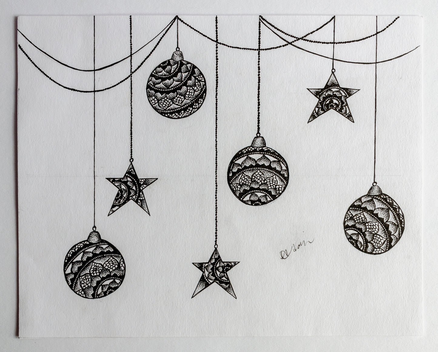 Ink illustration, dot work, pointillism, christmas, mandala, mandala art, wall art, wall decor, contemporary art, art gallery, boho