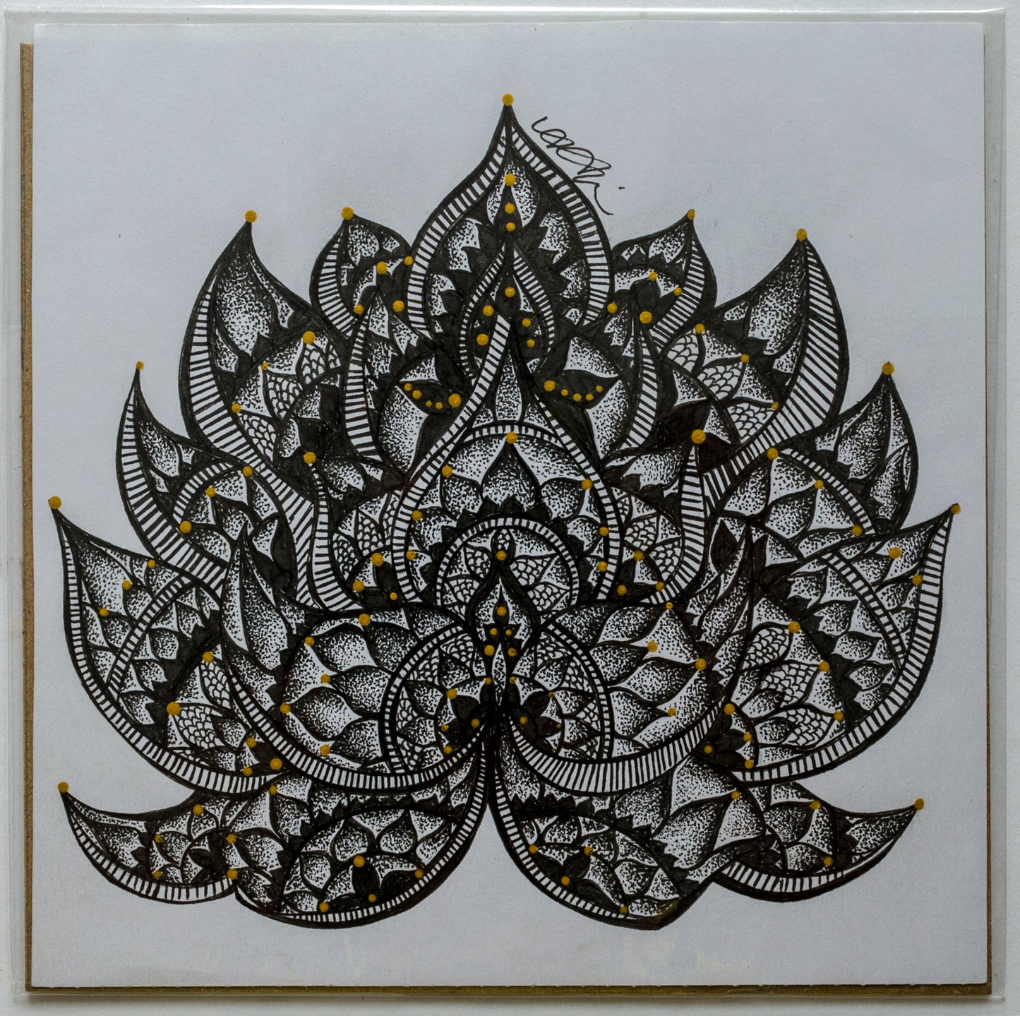 Lotus, yoga, stippled, fine art, ink art, contemporary art, wall art, art gallery, art lovers, mandala art, dot work, pointillism