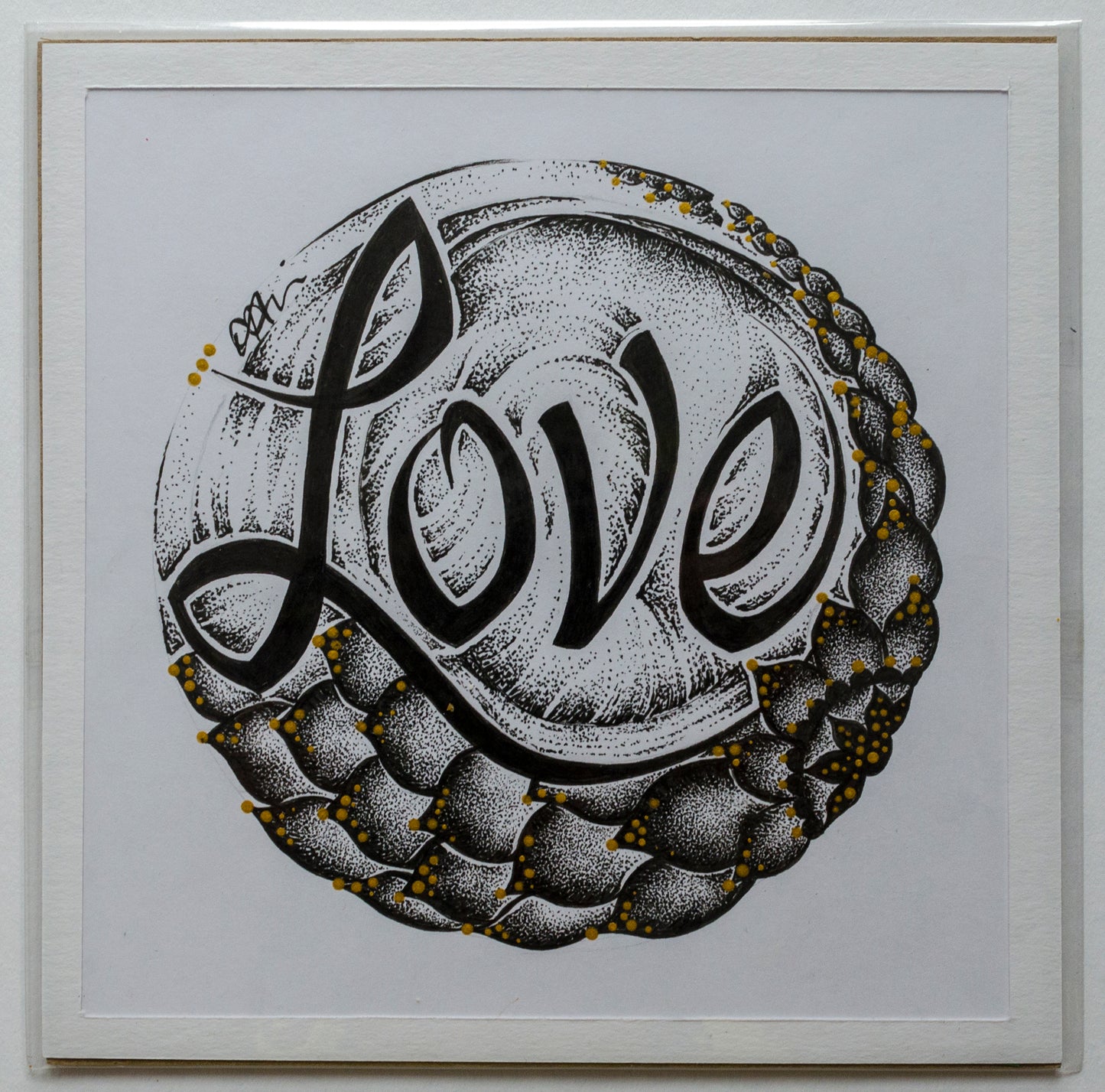 Self love, love, affirmations, flower, stippled, fine art, ink art, contemporary art, wall art, art gallery, art lovers, mandala art, dot work, pointillism