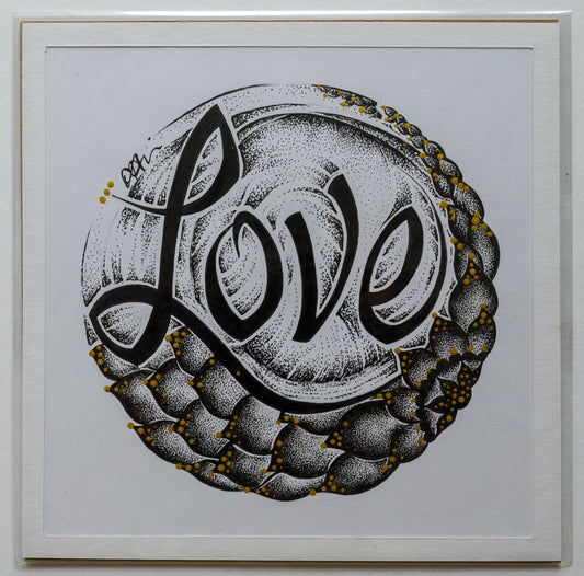 Self love, love, affirmations, flower, stippled, fine art, ink art, contemporary art, wall art, art gallery, art lovers, mandala art, dot work, pointillism
