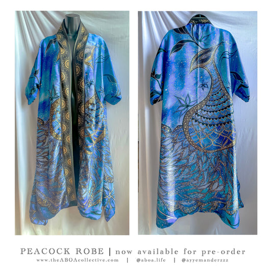 robe, vest, cover up, summer wear, beachwear, casual wear, evening wear, hand made, fashion art, bespoke fashion, elephant, mandala, blue