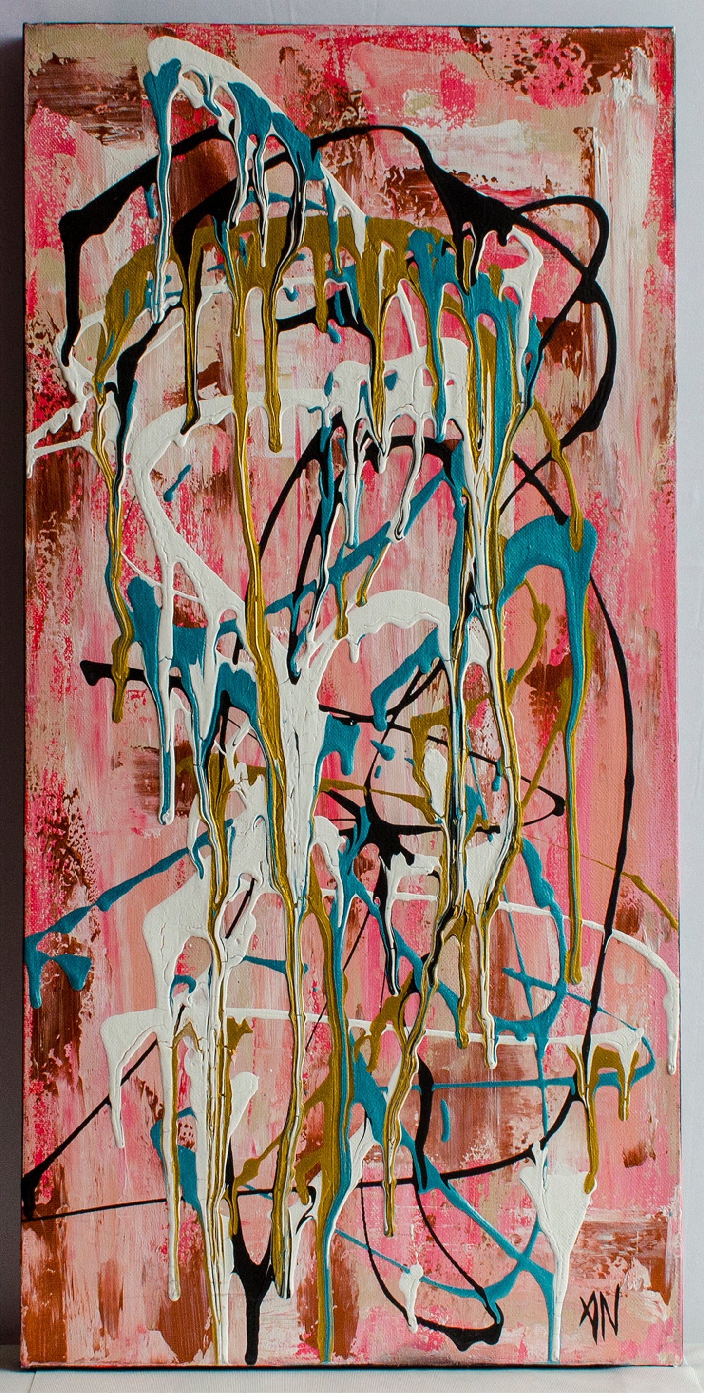 painting, abstract art, abstract expressionism, pink, drip, contemporary art, art gallery, wall art, wall decor