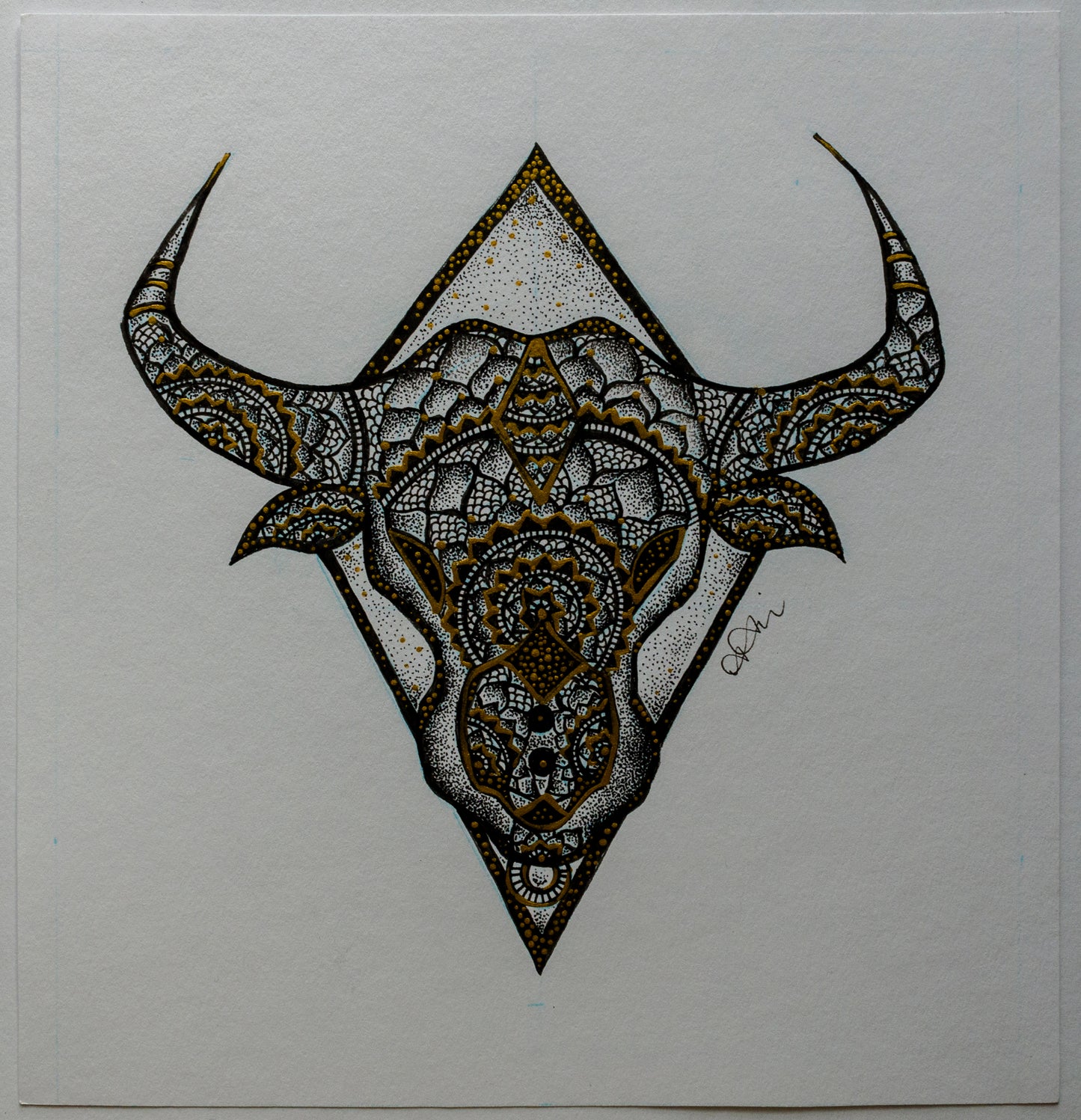Taurus season, horoscope, mandala, stippled ink, stipple, pointillism, dot work, fine art, contemporary art, art gallery, art collector