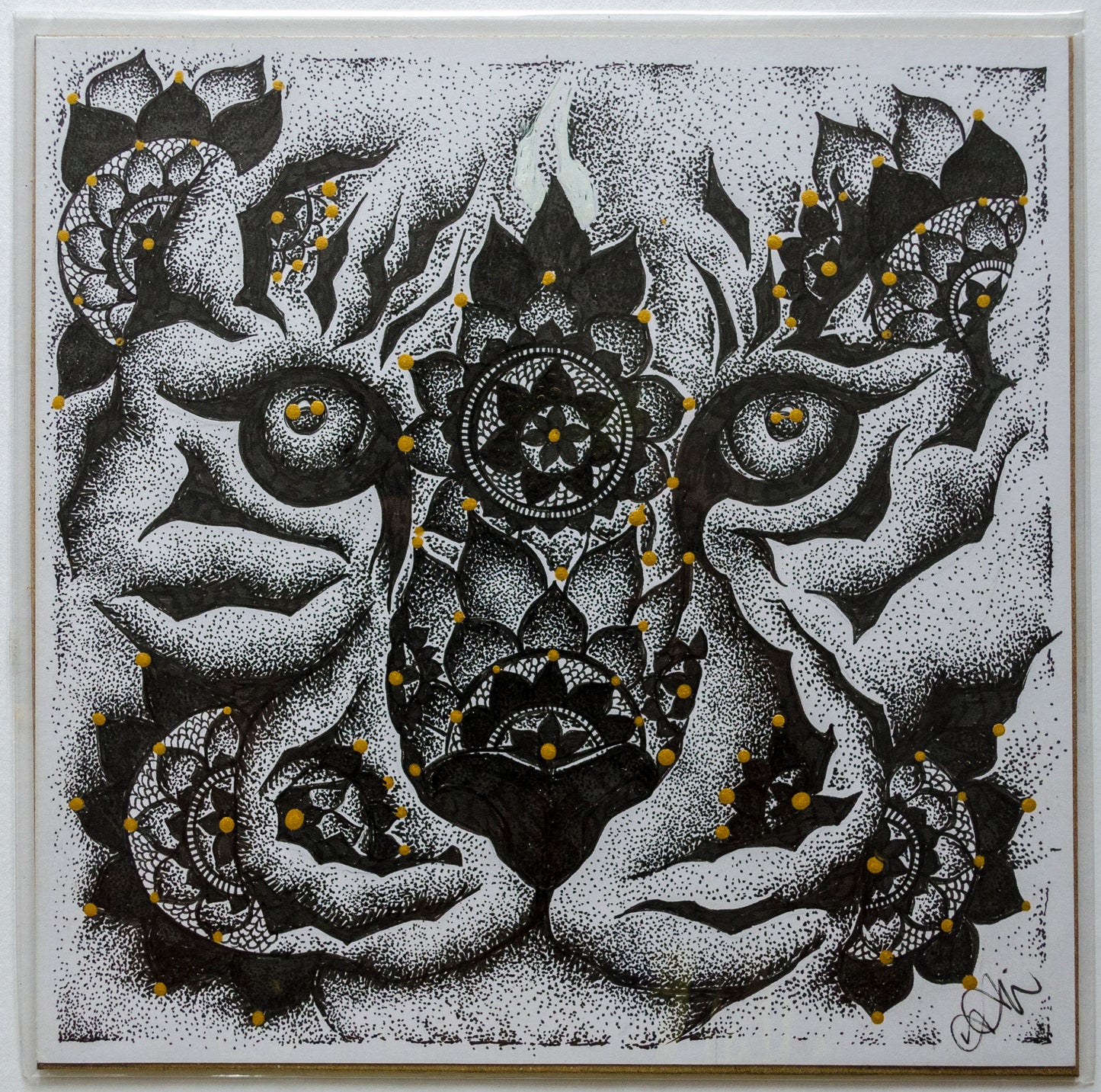 Wild cats, feline, animal art, mandala, stippled ink, stipple, pointillism, dot work, fine art, contemporary art, art gallery, art collector, tiger