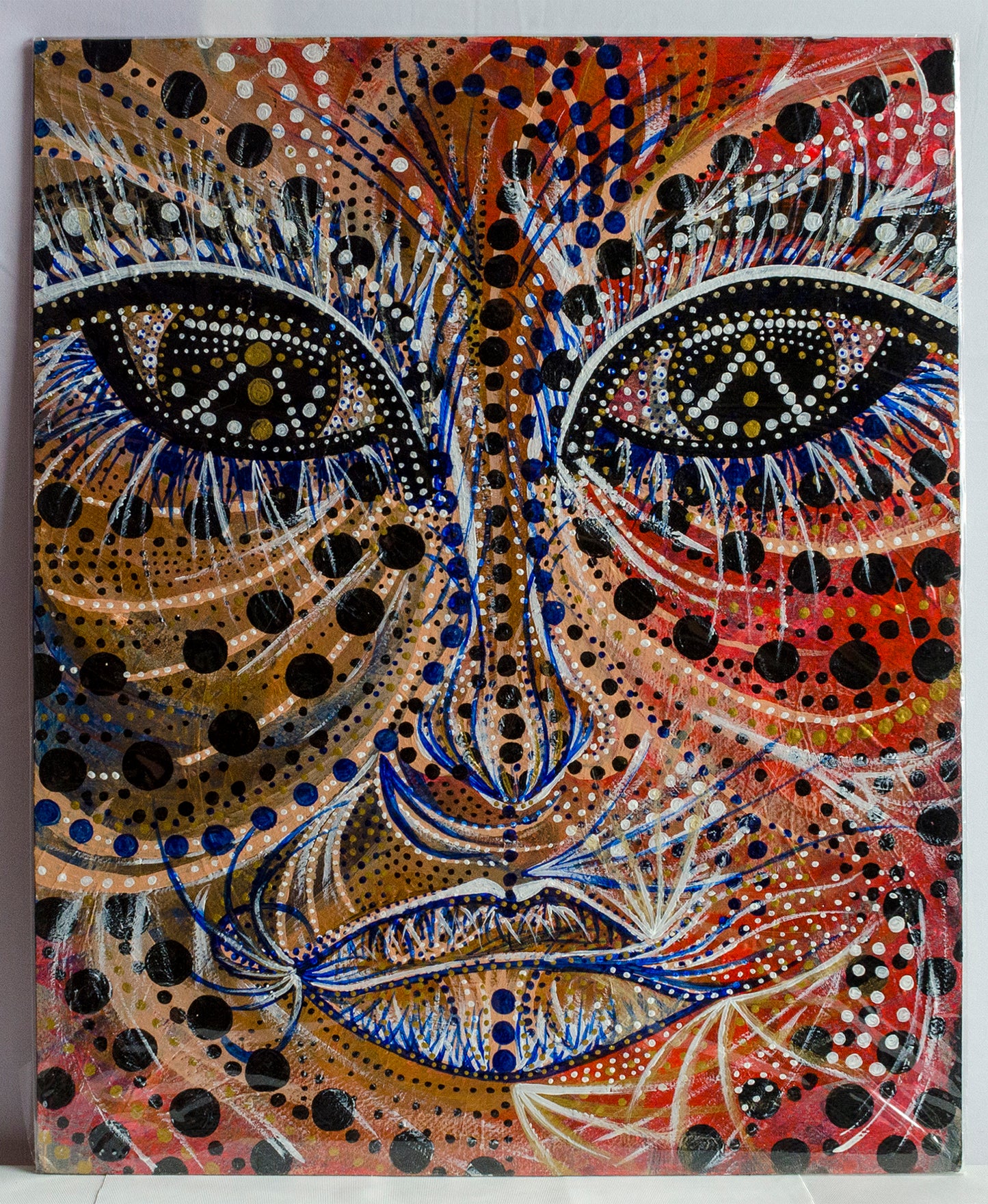 Abstract art, abstract expressionism, portrait, pointillism, painting, tribal, contemporary art, fine art, canvas, wall art, wall decor, art collector, colours