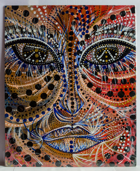 Abstract art, abstract expressionism, portrait, pointillism, painting, tribal, contemporary art, fine art, canvas, wall art, wall decor, art collector, colours