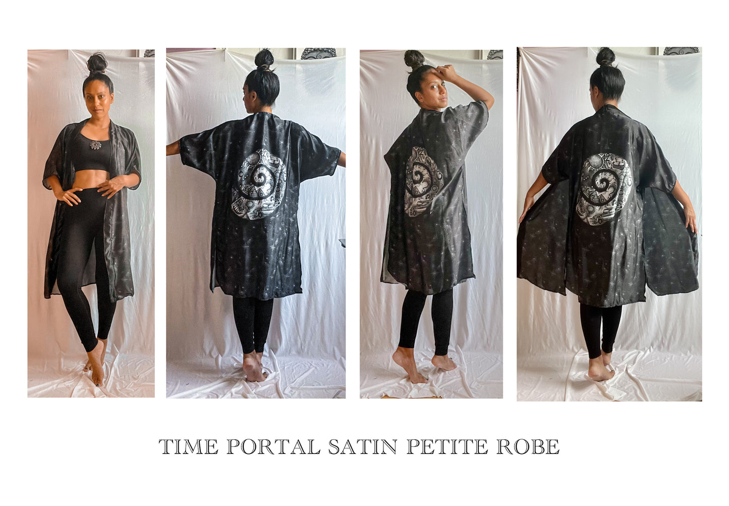 Spirals, visionary art, fashion art, hand made, artsy, black, chic, evening wear, casual, luxury fashion, loungewear