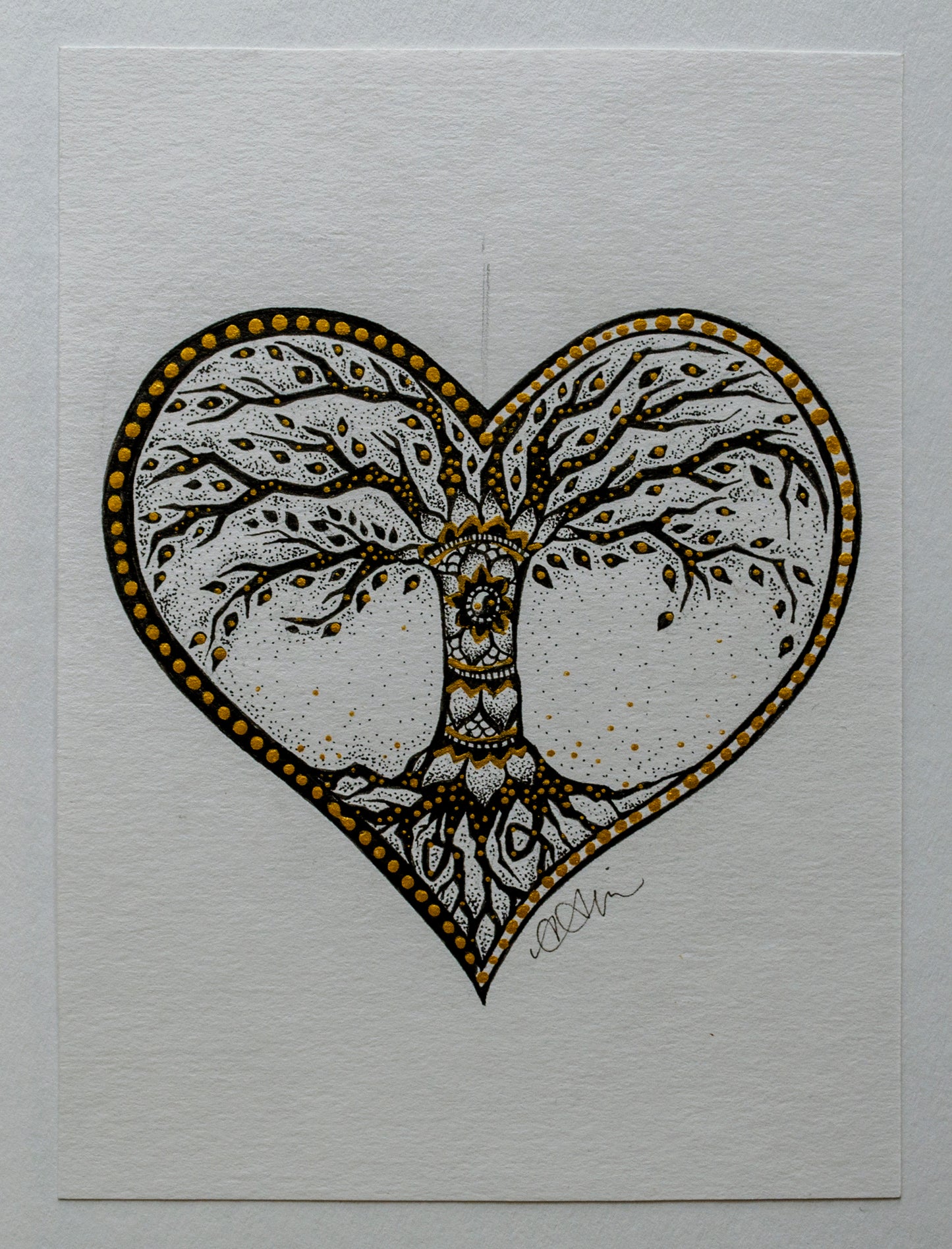 Nature art, trees, as above so below, hearts, mandala, stippled ink, stipple, pointillism, dot work, fine art, contemporary art, art gallery, art collector, infinite love