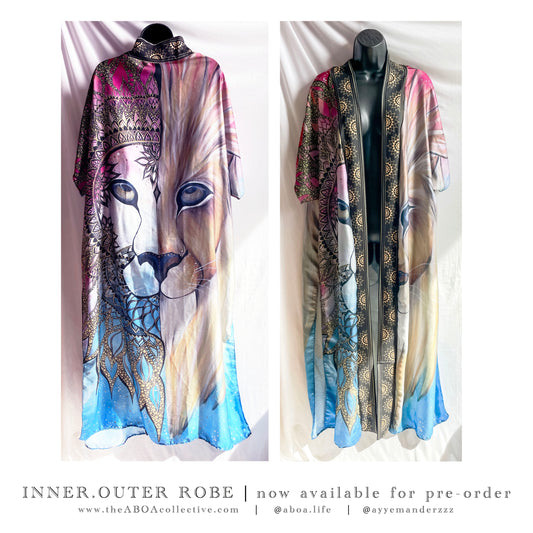 robe, vest, cover up, summer wear, beachwear, casual wear, evening wear, hand made, fashion art, bespoke fashion, lion, mandala