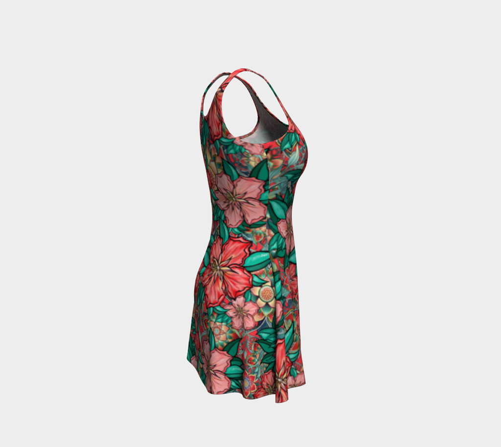 HIBISCUS RED TROPICAL FLARE DRESS