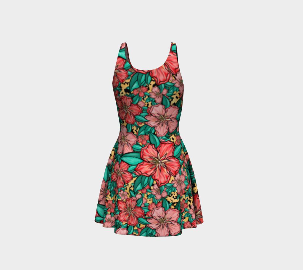 PALE GOLD HIBISCUS FLARE DRESS