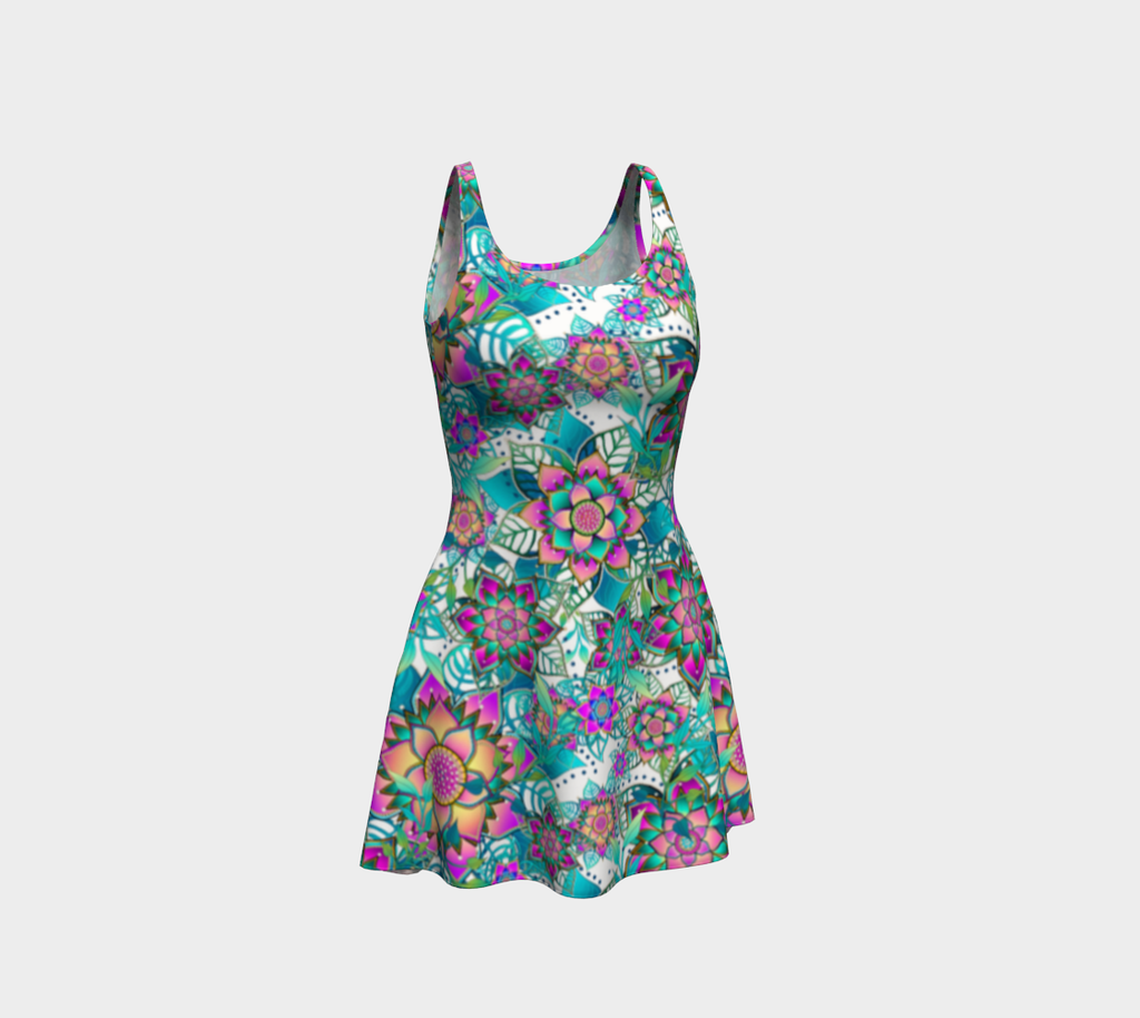 WHITE TROPICAL FLARE DRESS