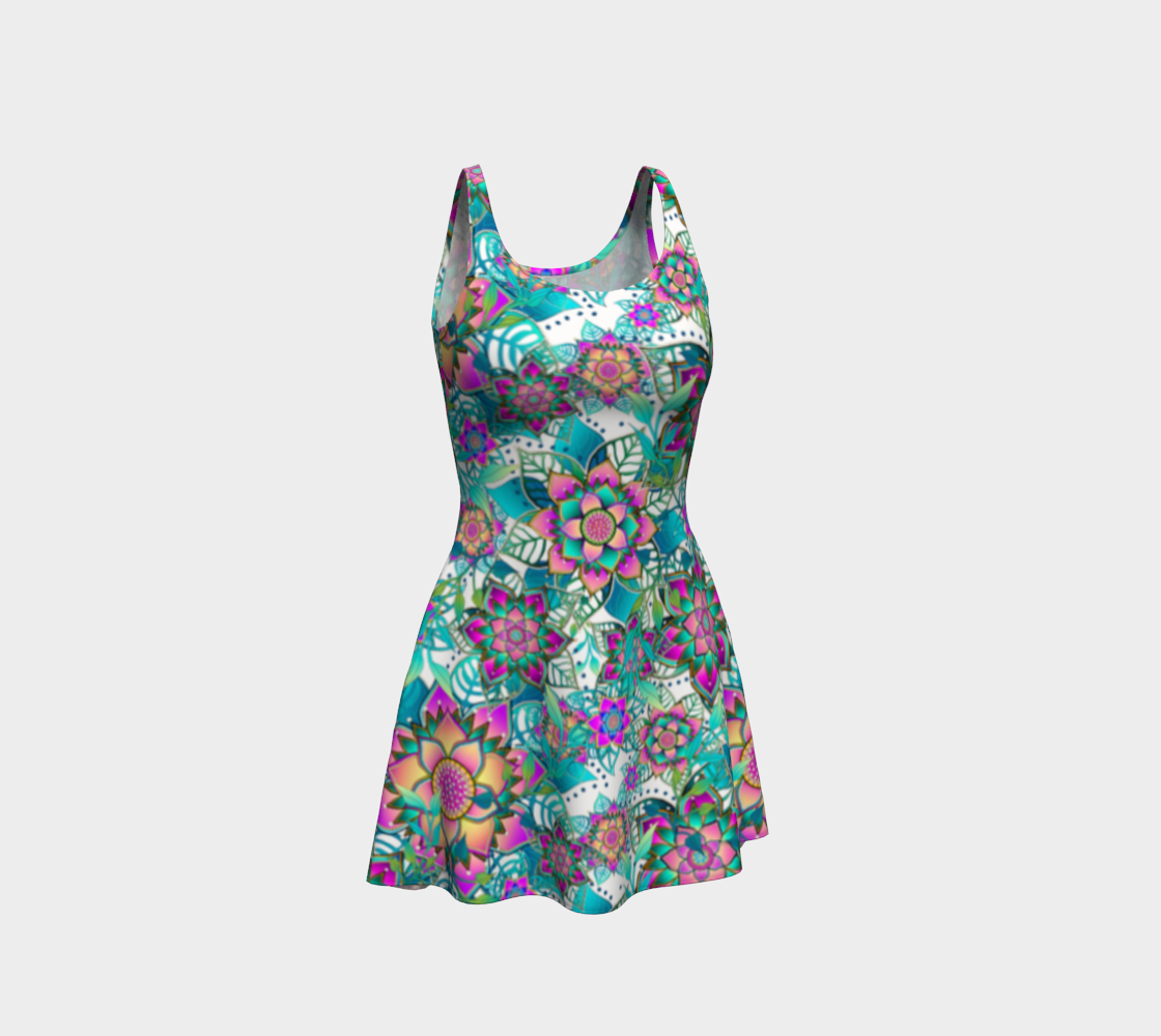 WHITE TROPICAL FLARE DRESS