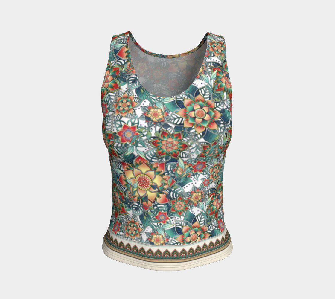 BEIGE TROPICAL SLIM FIT TANK