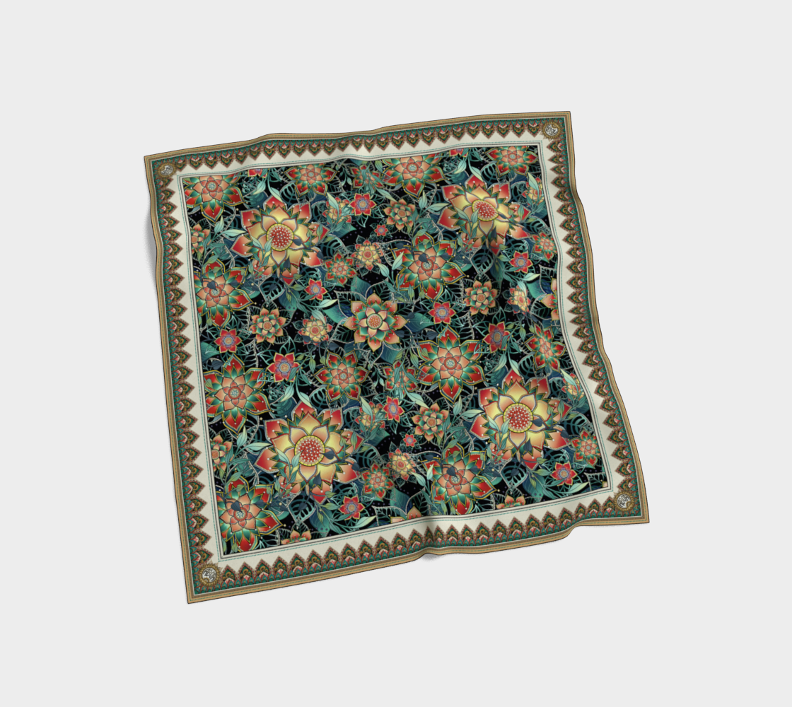BLACK TROPICAL SCARF