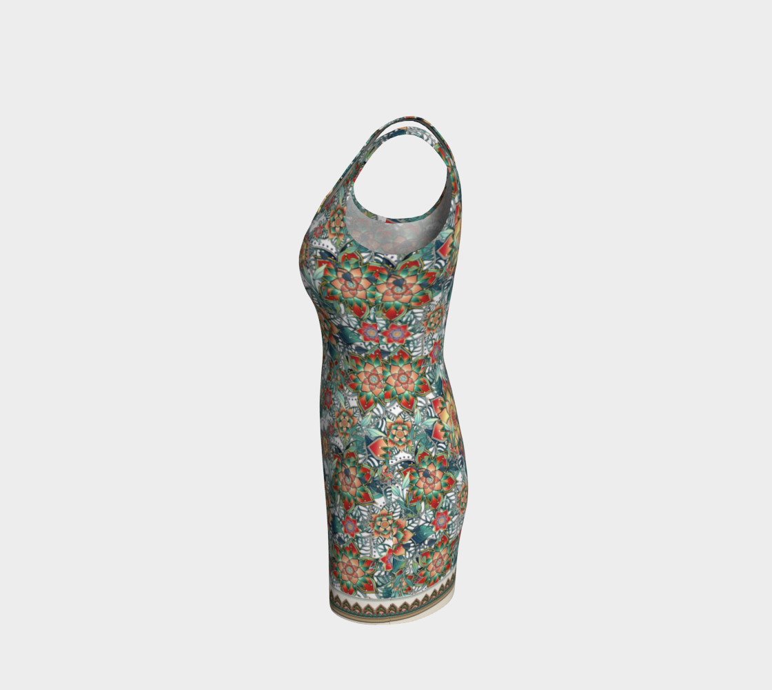 WHITE TROPICAL BODYCON DRESS