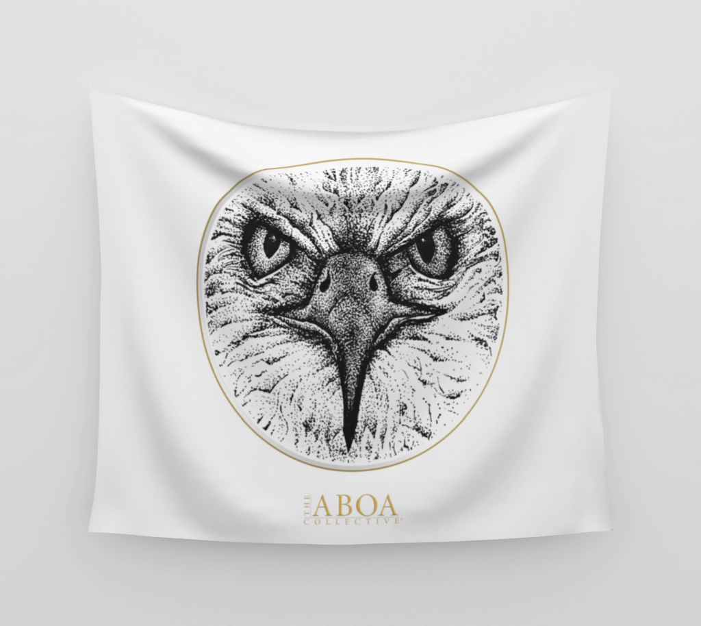 TAPESTRY, WALL TAPESTRY, WALL ART, DECOR, HOME, ART PRINT, CONTEMPORARY ART, EAGLE, ANIMAL ART, PORTRAIT, ILLUSTRATION, STIPPLE INK