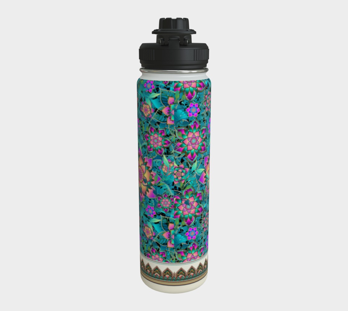 LOTUS TEAL TROPICAL WATER BOTTLE