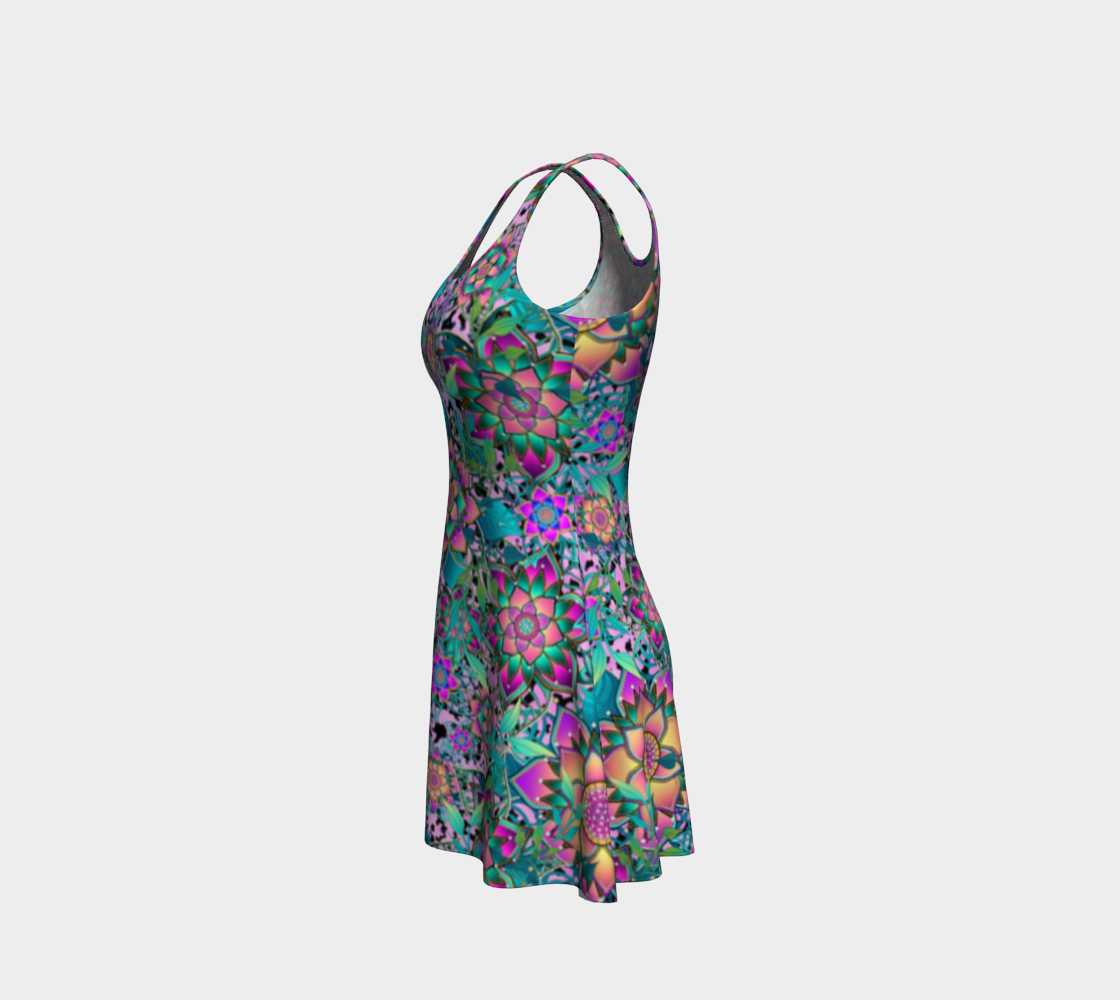 PURPLE TROPICAL FLARE DRESS
