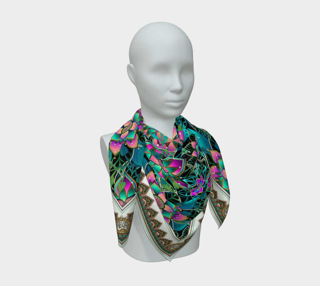 BLACK TROPICAL SCARF