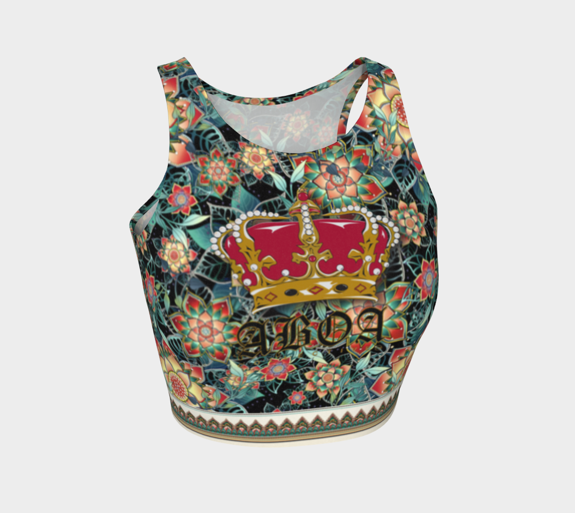 ABOA CROWN CROPPED TANK BLK TROPICAL