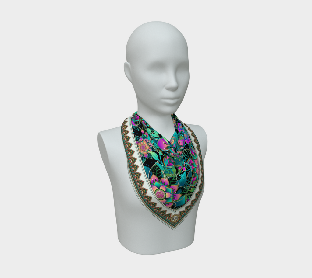 BLACK TROPICAL SCARF