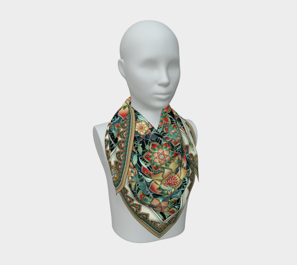 BLACK TROPICAL SCARF